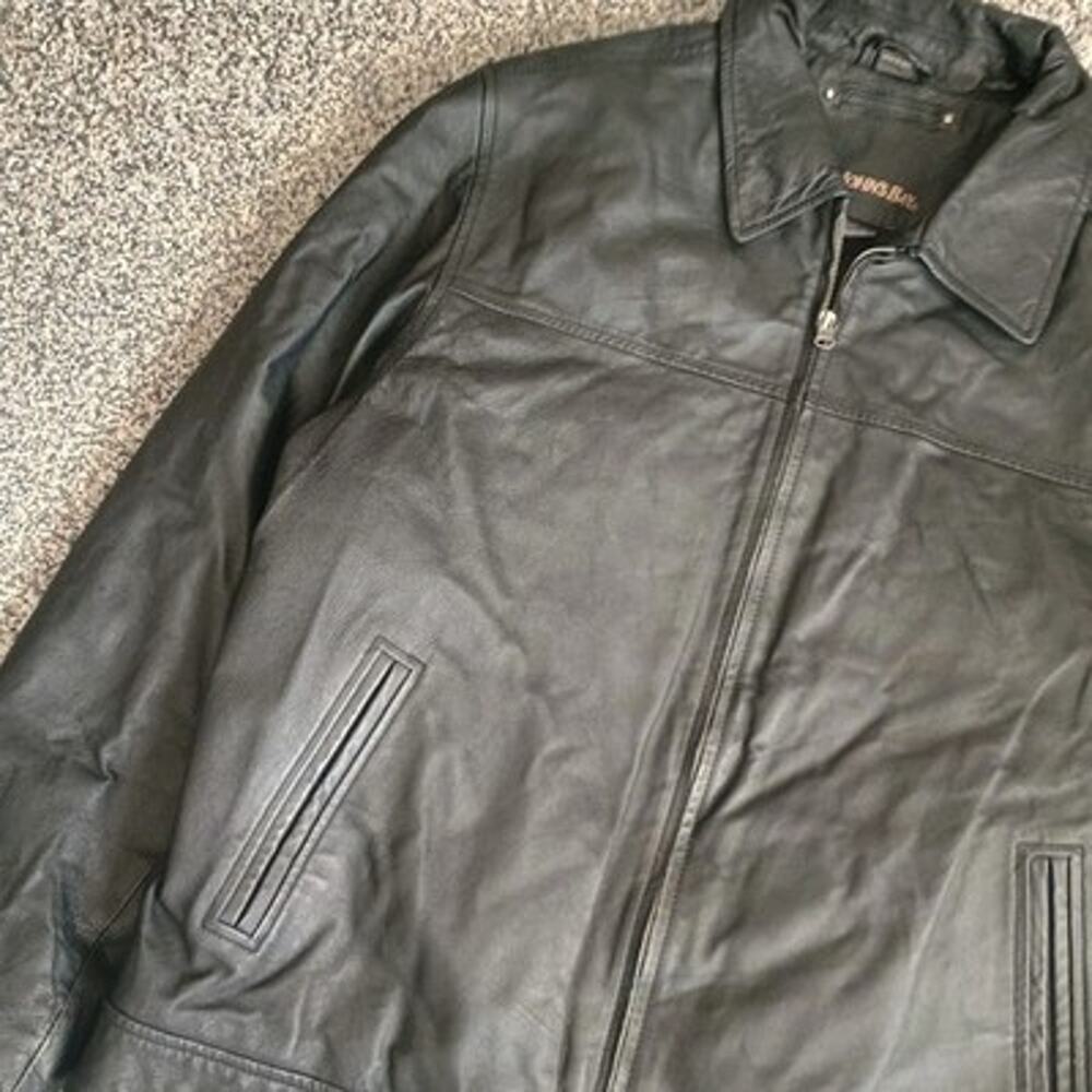 St Johns Bay Vintage Genuine Leather Bomber Jacket Large Boxy Oversized Large